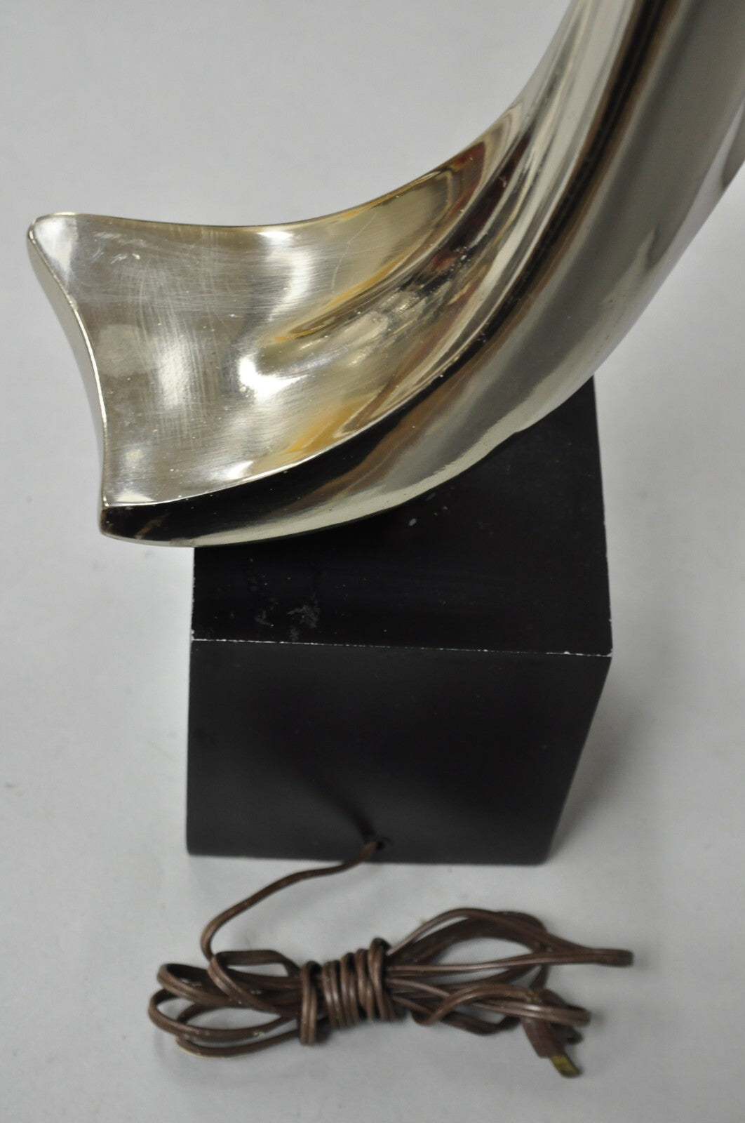 Vintage Mid Century Modern Laurel Sculptural Gunmetal Table Lamp by Weiss & Barr