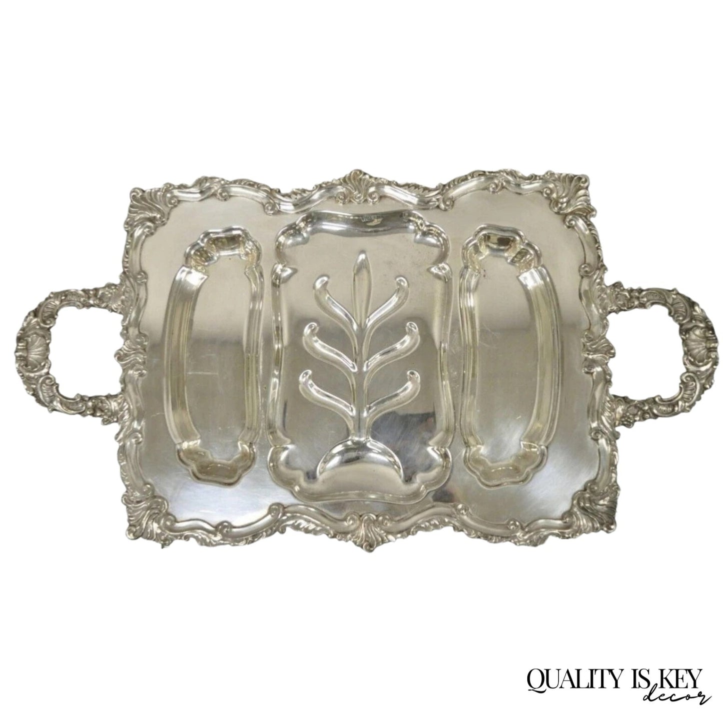 Victorian Meneses Orfebres Silver Plated Meat Cutlery Serving Platter Tray