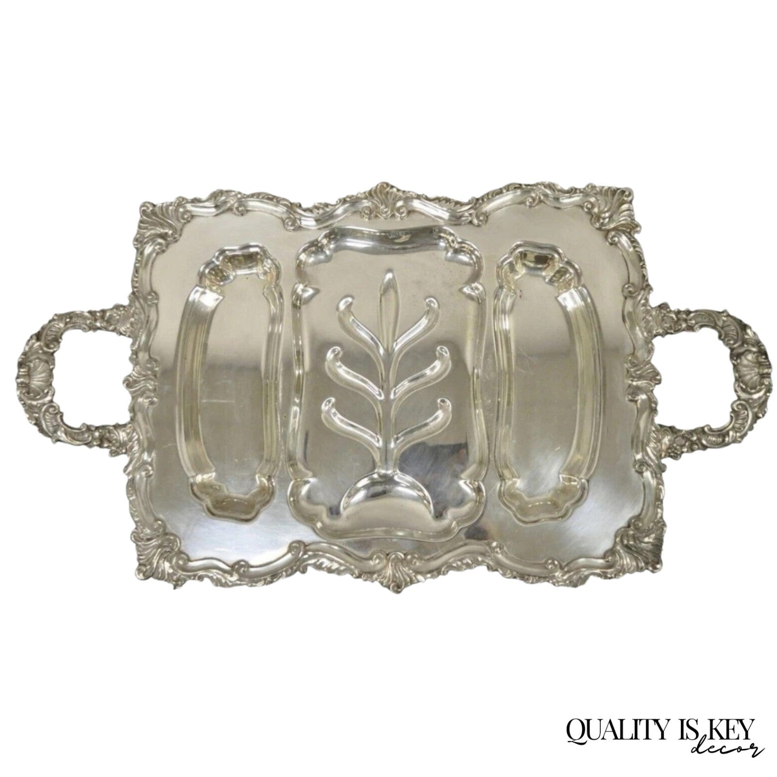 Victorian Meneses Orfebres Silver Plated Meat Cutlery Serving Platter Tray