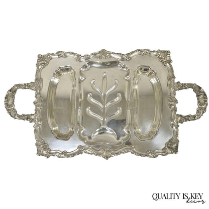 Victorian Meneses Orfebres Silver Plated Meat Cutlery Serving Platter Tray
