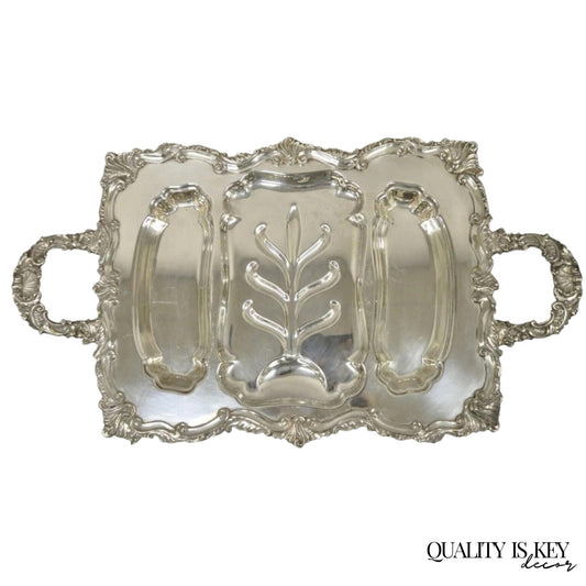 Victorian Meneses Orfebres Silver Plated Meat Cutlery Serving Platter Tray