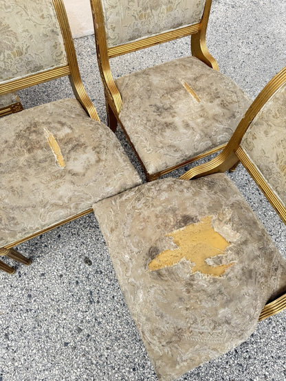 Neoclassical Regency Style Gold Carved Wood Dining Room Chairs - Set of 10