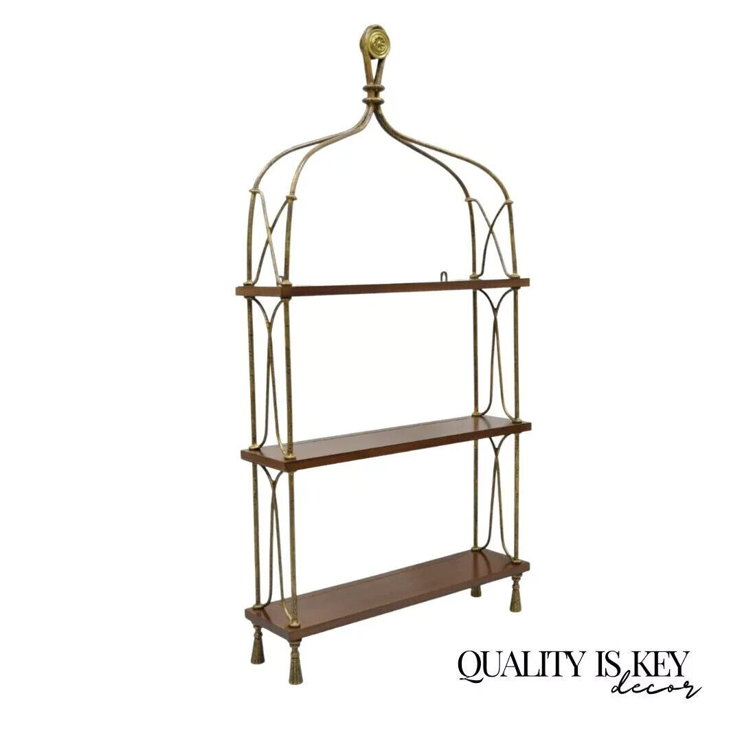 Global Views French Style Tassel Foot Iron & Wood Wall Mount Curio Display Shelf