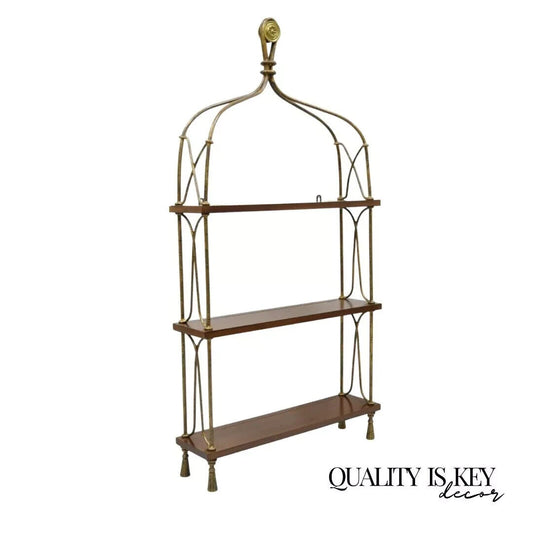 Global Views French Style Tassel Foot Iron & Wood Wall Mount Curio Display Shelf