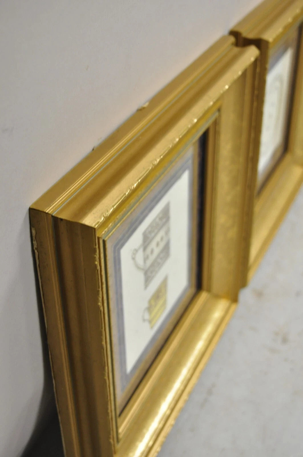 Vintage Artistic Innovations Gold Framed Wall Art Print Plate and Cups, 3 Pc Set