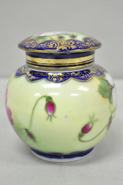 Antique I &EC Co Japan Hand Painted Porcelain Cobalt Blue Covered Ginger Jar