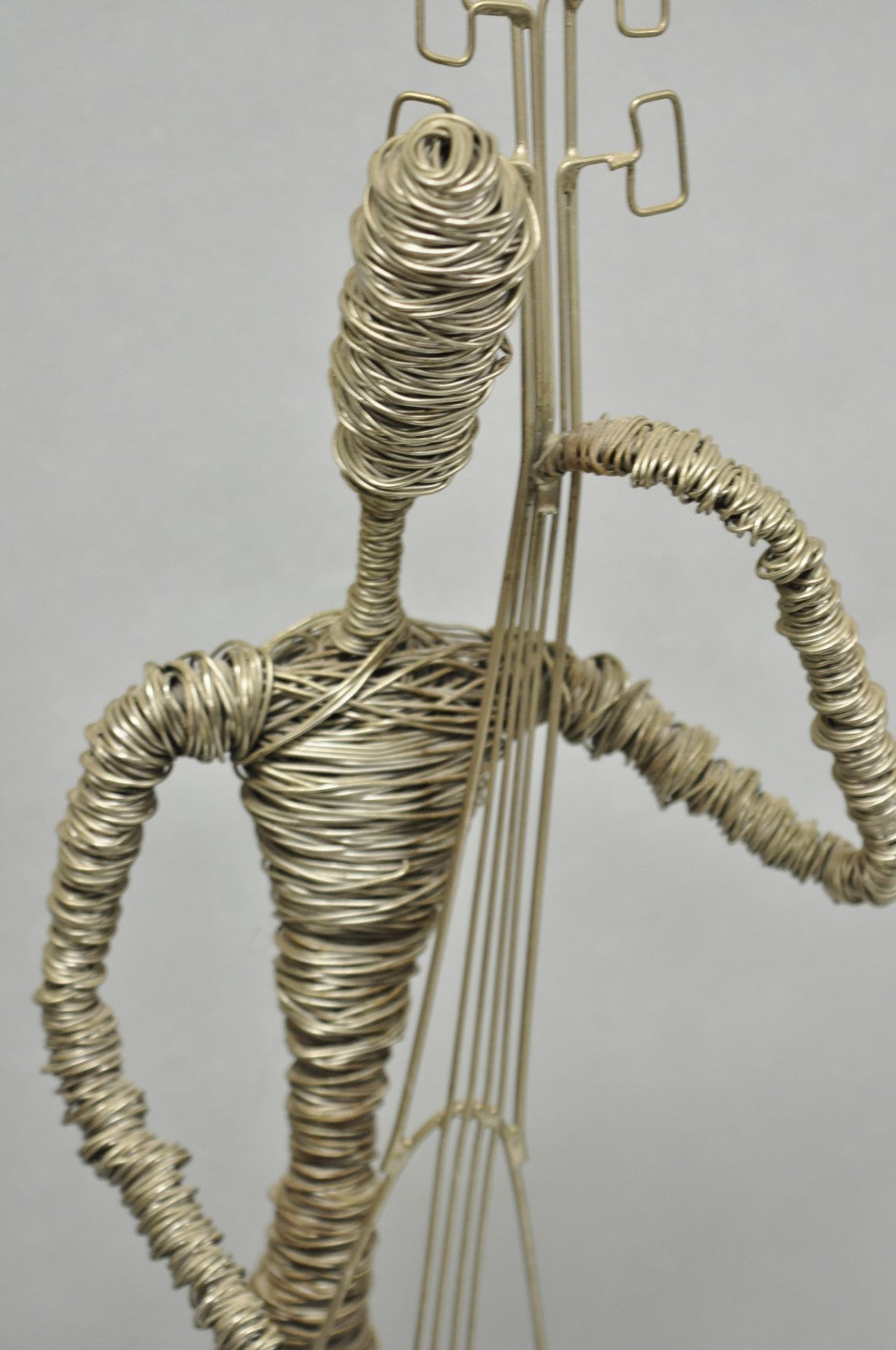 Vintage Mid Century Modern Brutalist Wire Musician Band Figure Sculpture - 2 Pc