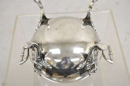 Antique Art Nouveau Silver Plated Soup Tureen With Crane Bird Handle
