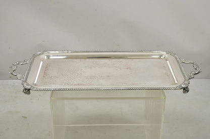 Vintage English Victorian Silver Plated Twin Handle Serving Platter Bar Tray