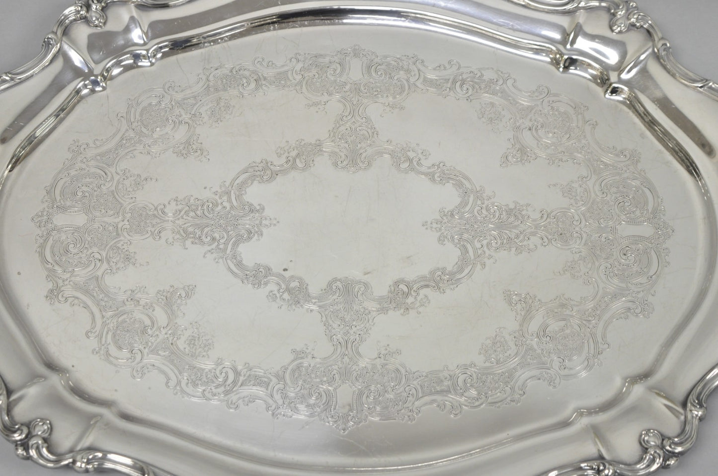 Antique Gorham Silver Plated Victorian Oval Butlers Serving Platter Bar Tray