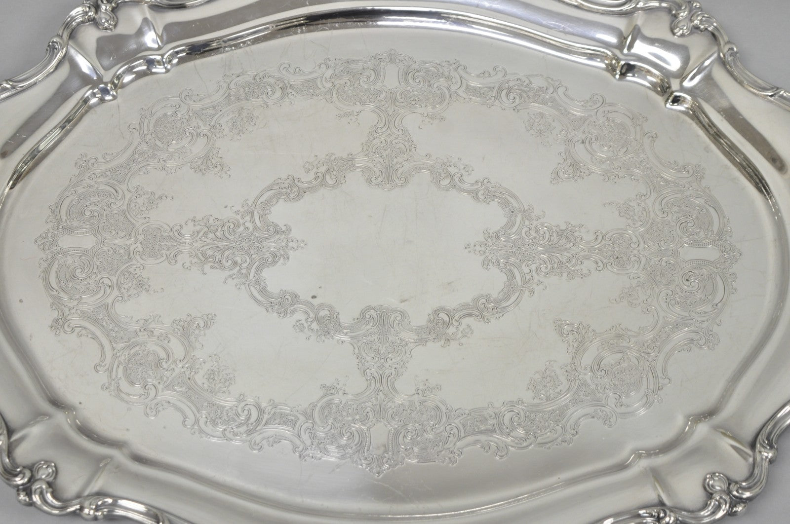 Antique Gorham Silver Plated Victorian Oval Butlers Serving Platter Bar Tray