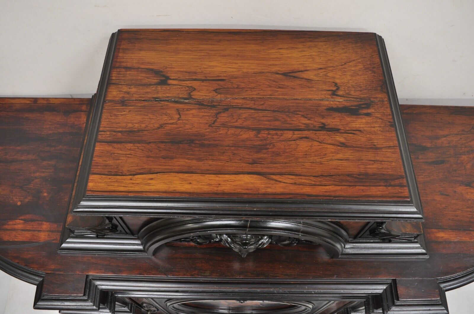 Victorian Ebonized Rosewood Figural Carved Parlor Cabinet attr. Pottier & Stymus