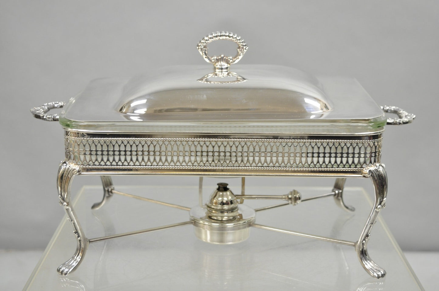 Vintage Sheffield USA Victorian Silver Plated Chafing Dish Buffet Food Warmer