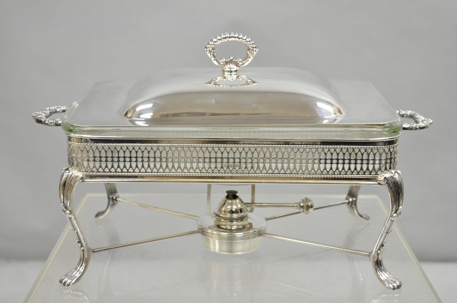 Vintage Sheffield USA Victorian Silver Plated Chafing Dish Buffet Food Warmer