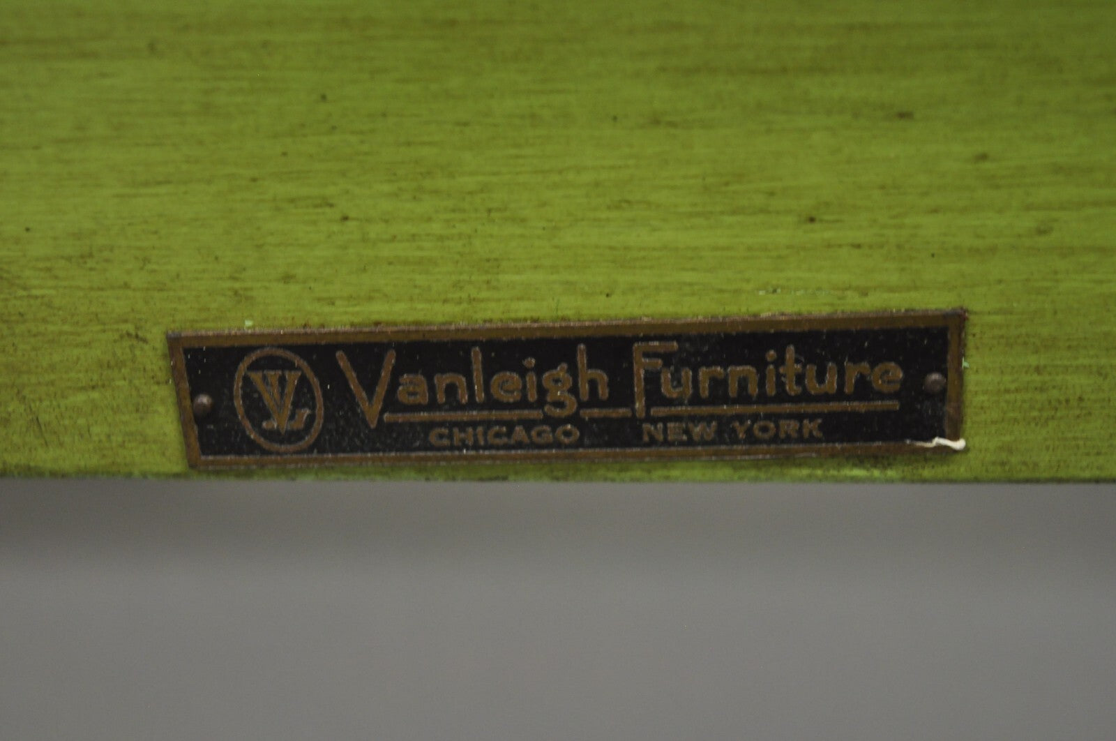Antique French Louis XVI Style Green Painted Upholstered Twin Bed by Vanleigh