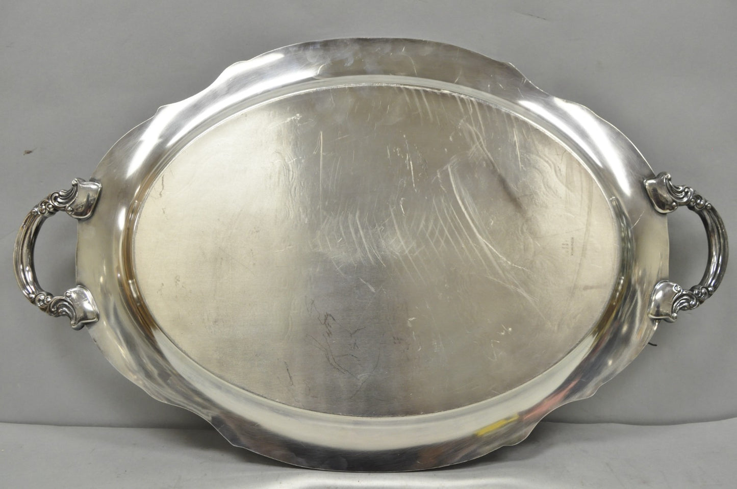 Vintage Reed & Barton 1820 Victorian Silver Plated Oval Serving Platter Bar Tray