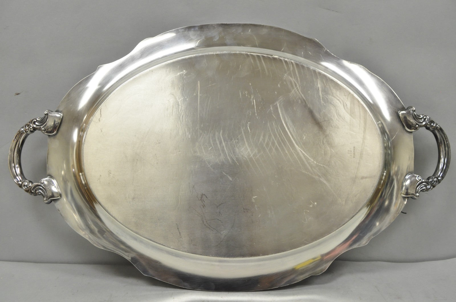 Vintage Reed & Barton 1820 Victorian Silver Plated Oval Serving Platter Bar Tray