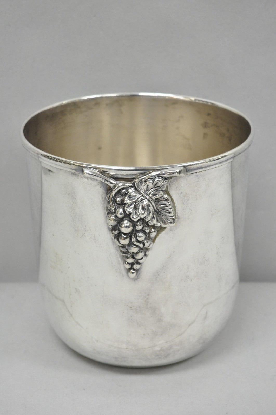 Vintage Mid Century Silver Plated Grapevine Cluster Champagne Chiller Ice Bucket