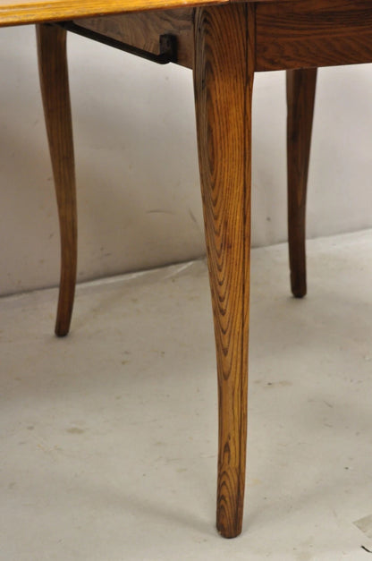 Vintage Mid Century Modern Klismos Saber Leg Oak Wood Drop Leaf Dining Table