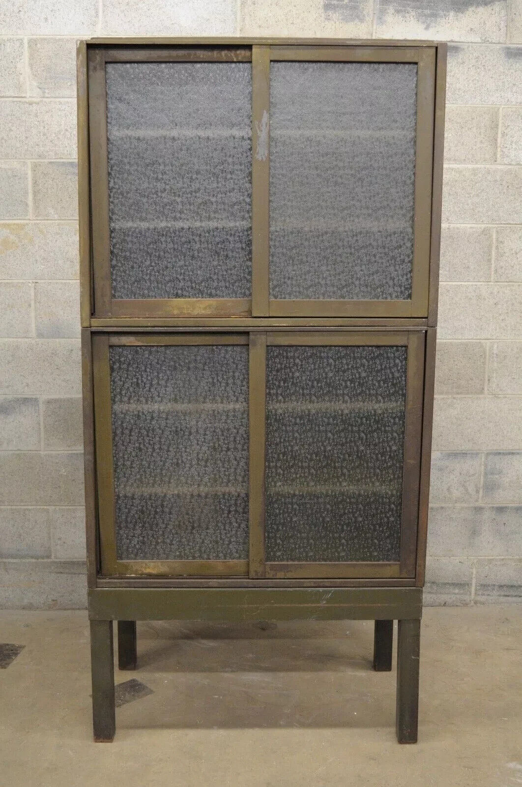 Remington Rand Industrial Green Steel Metal Stacking Barrister Storage Cabinet B