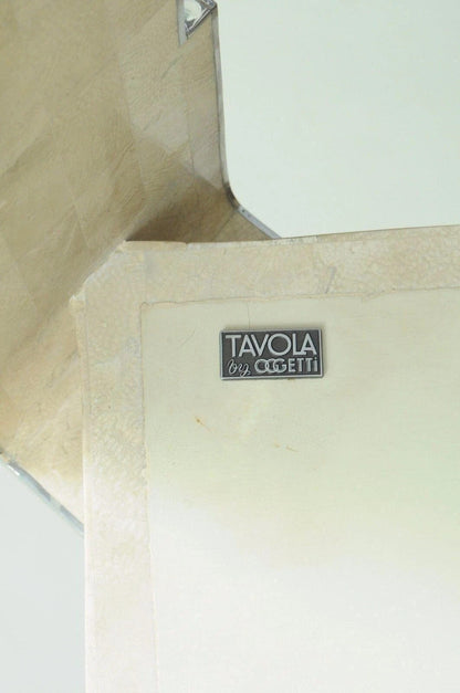 Tavola by Oggetti Art Deco Form Tessellated Stone Chrome 48" Square Coffee Table