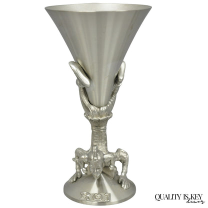 Vintage Royal Order of Jesters Figural Pewter Metal Award Renaissance Goblet