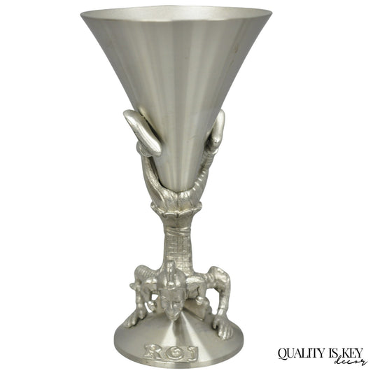 Vintage Royal Order of Jesters Figural Pewter Metal Award Renaissance Goblet