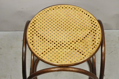 Vintage Mid Century Modern Thonet Bentwood Cane Seat Round Stool (B)
