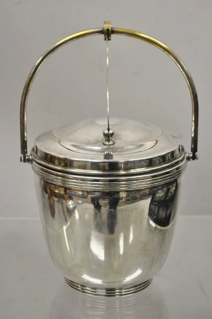 Vintage Sheffield Silver Plated MCM Modern Reticulating Hinge Bar Ice Bucket