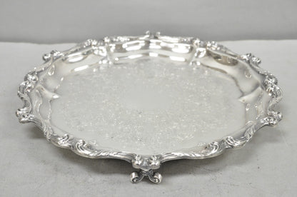 "La Reine" by Wallace Round Scalloped Footed Silver Plated Serving Platter Tray