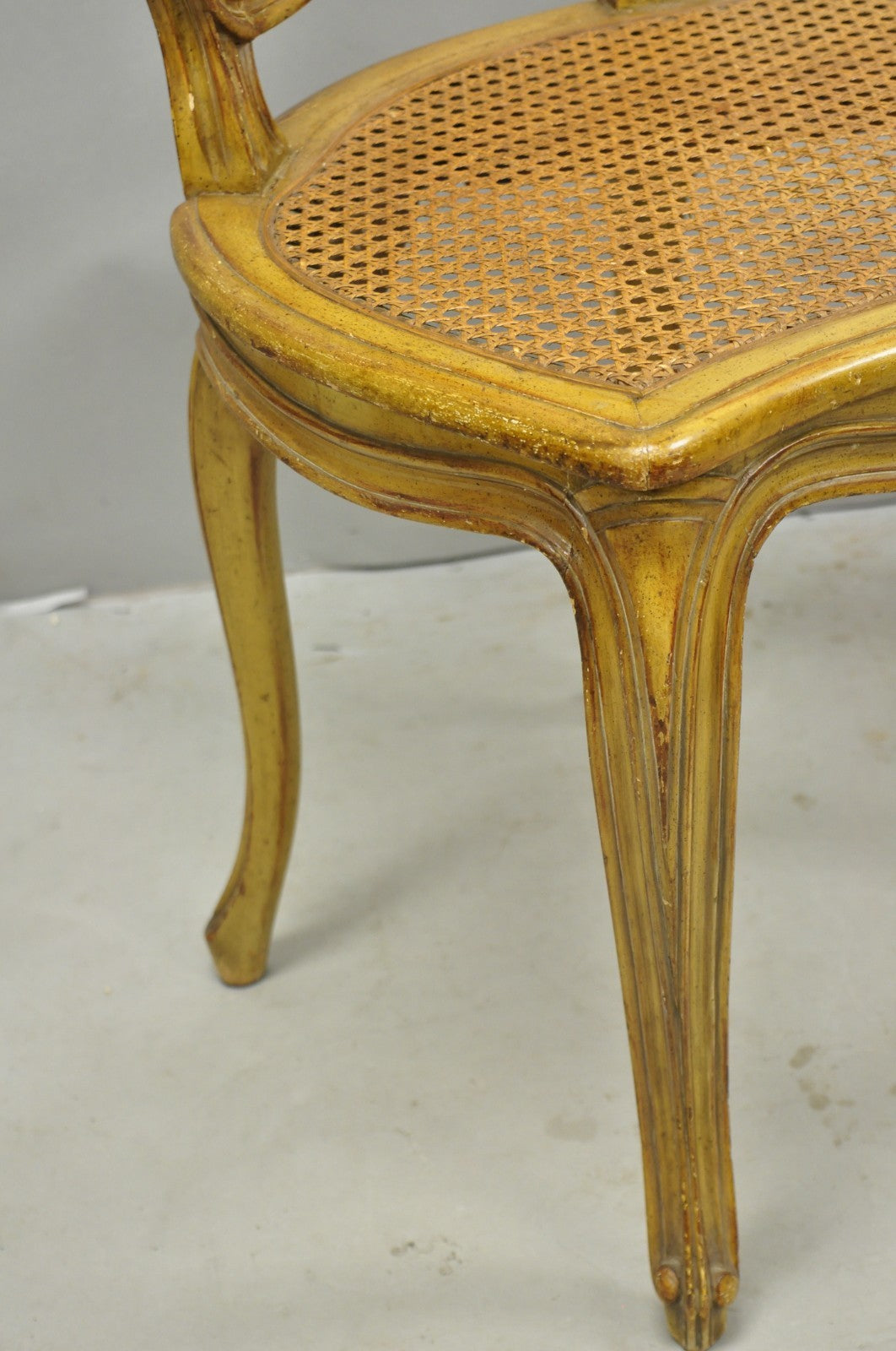 Vintage French Provincial Louis XV Style Cane Dining Side Chairs - Set of 6