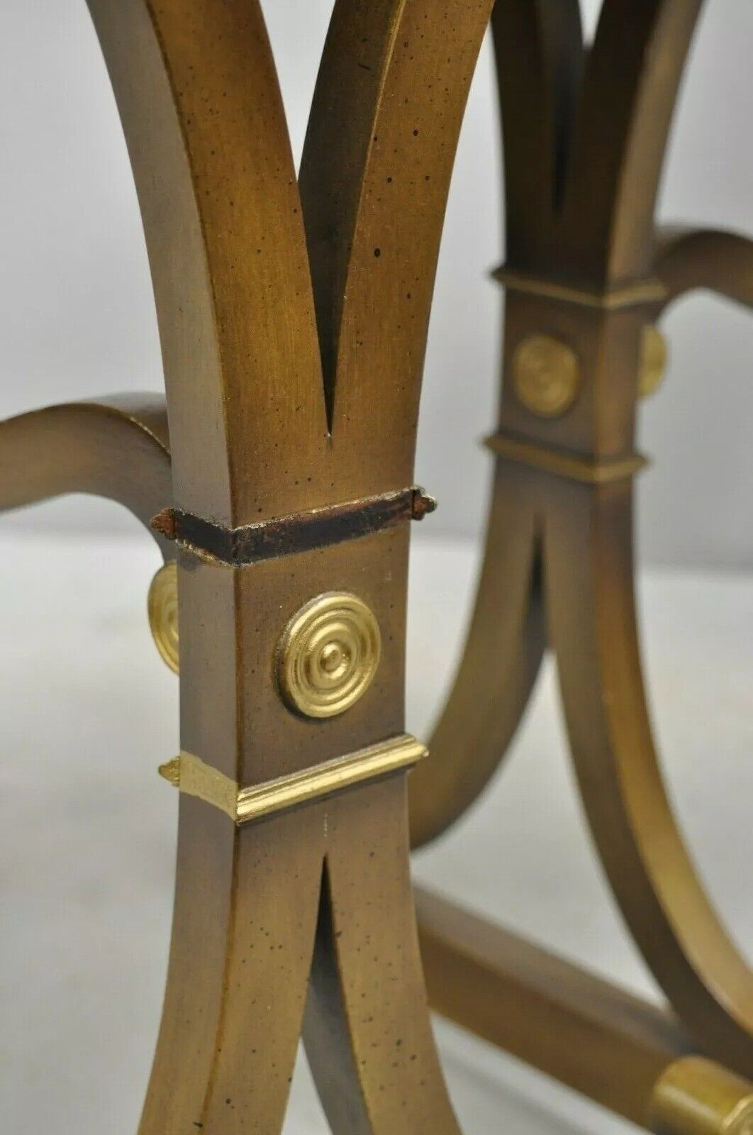 Vintage J. Zonon Regency Style X-Frame Mahogany Side Lamp Tables - a Pair