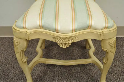 Vintage Swedish Rococo Italian Baroque Shell Carved Cream Painted Side Chair