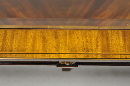 Maitland Smith Empire Style Large Banded Inlay Mahogany Glass Top Coffee Table