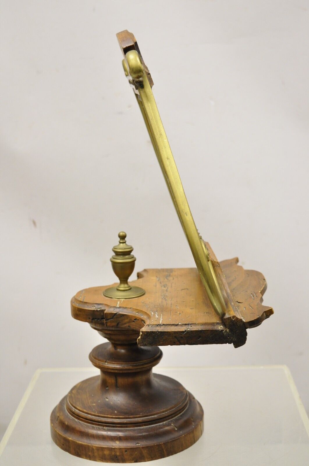 Vintage Italian Regency Wood and Brass Lyre Harp Music Stand