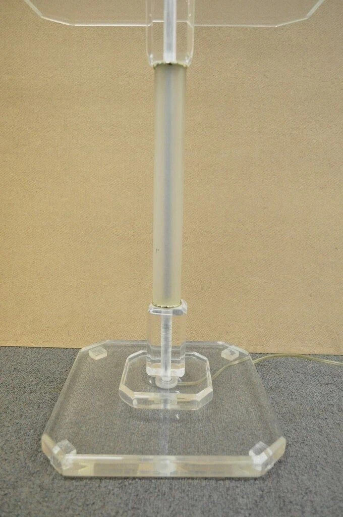 Vintage Mid Century Modern Clear Lucite Occasional Accent Floor Lamp Side Table
