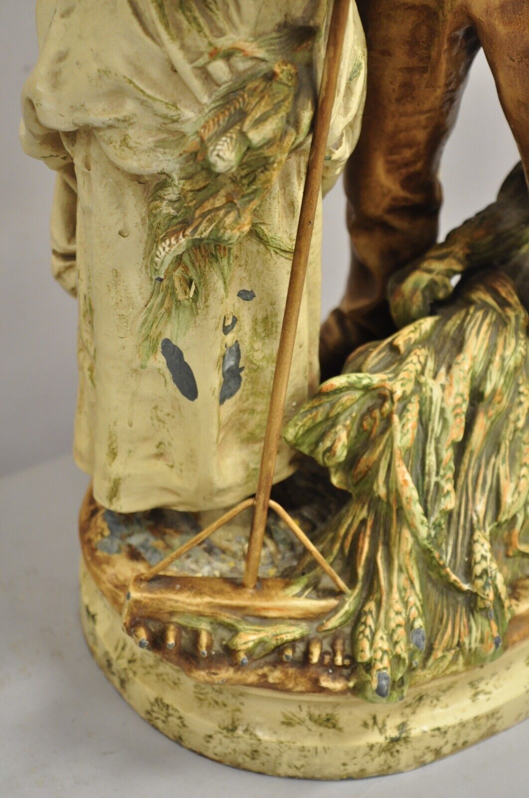 Vintage French Figural "Farmer Husband and Wife Praying over Crops" Table Lamp