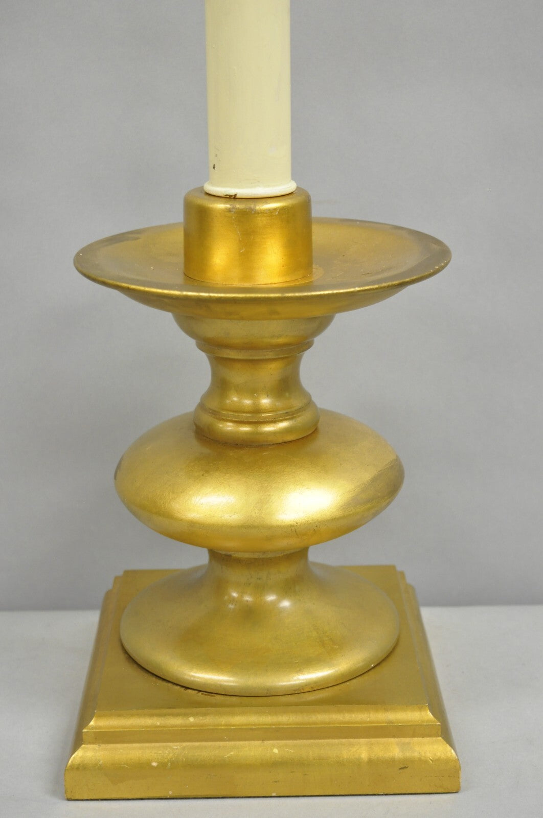 Vintage Italian Hollywood Regency Gold Giltwood Candlestick Table Lamp