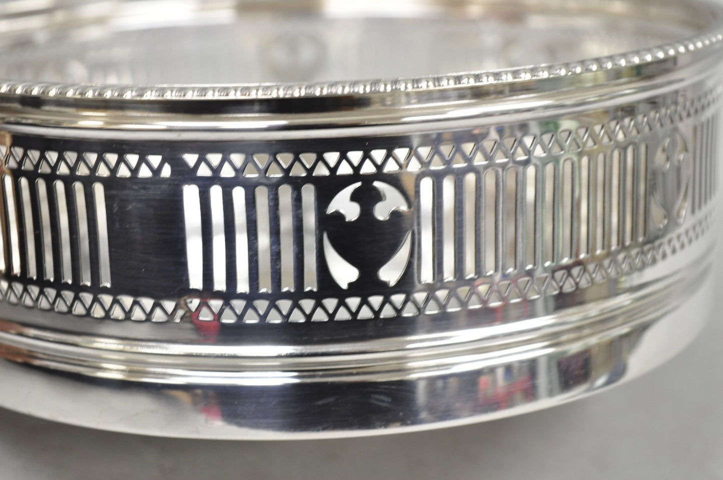 Antique Gorham English Edwardian Silver Plated "Urns" Large 9" Bar Wine Coaster