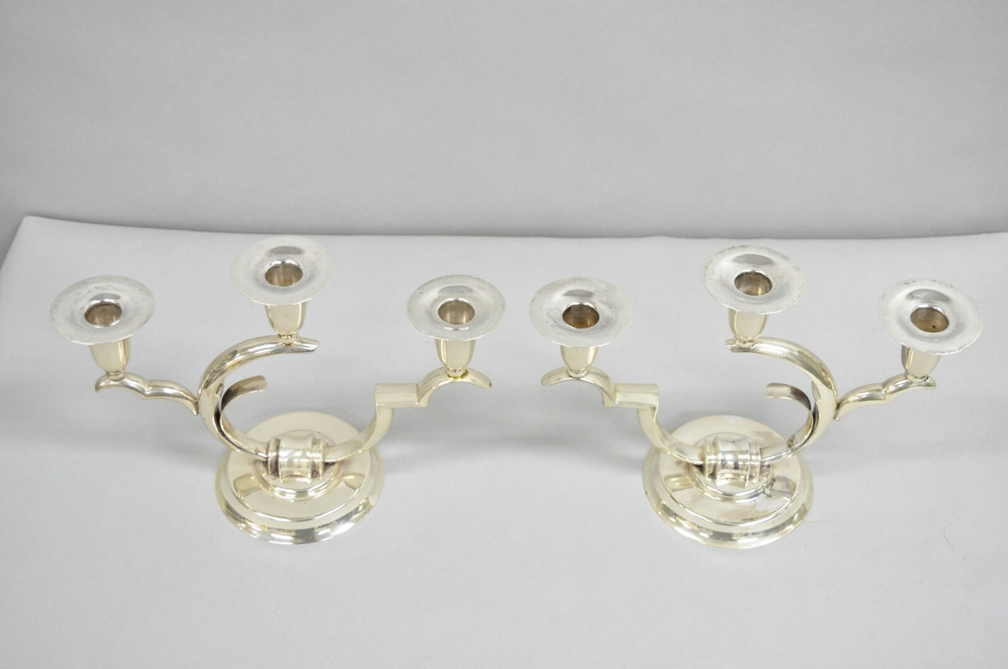 Salvador de la Serna Art Deco Sculptural 925 Sterling Silver Candlestick - Pair