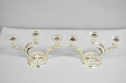 Salvador de la Serna Art Deco Sculptural 925 Sterling Silver Candlestick - Pair