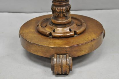 Vintage Chinoiserie English Regency Style Carved Wood Side Table Floor Lamp