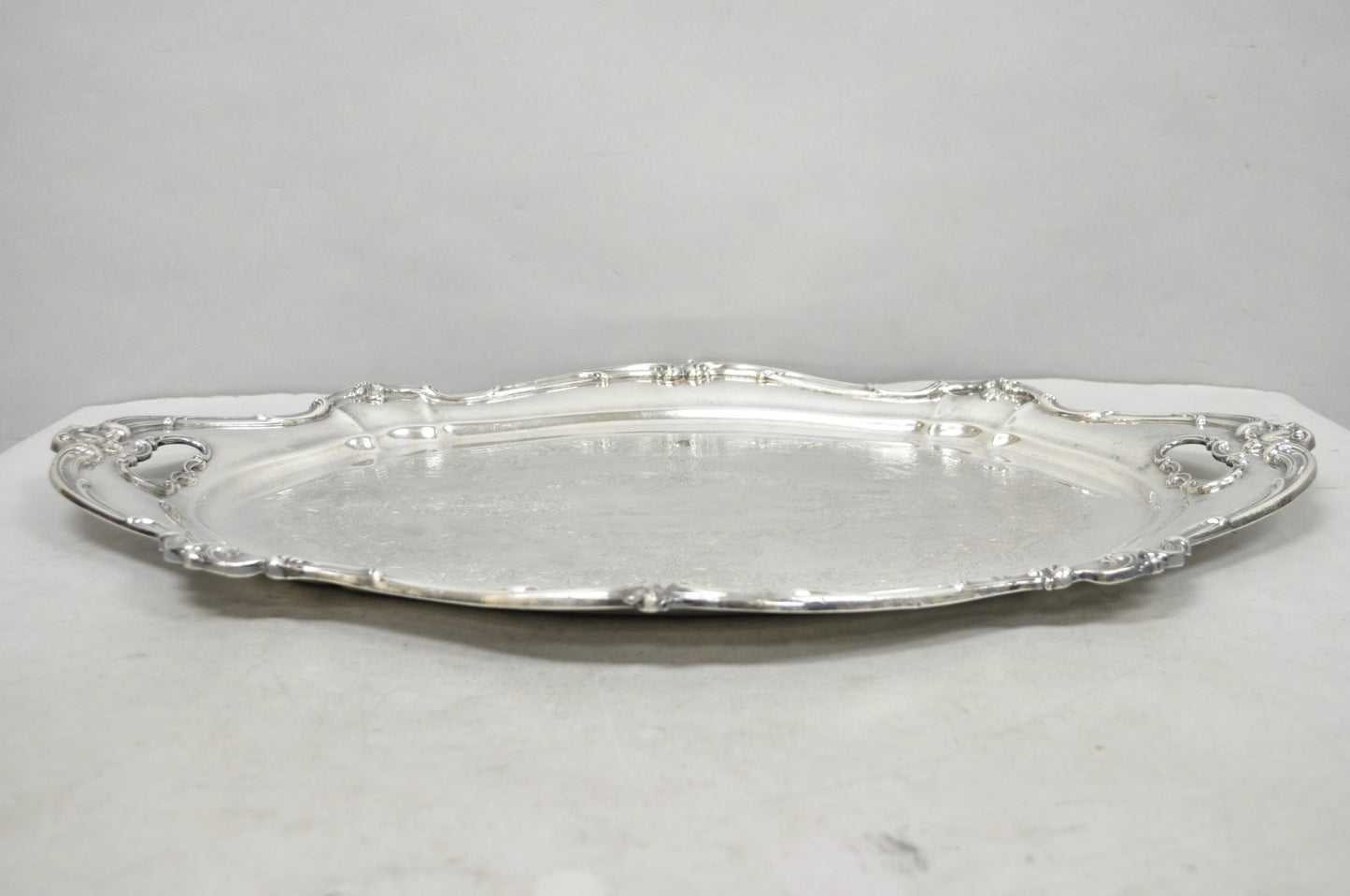 Antique Gorham Silver Plated Victorian Oval Butlers Serving Platter Bar Tray
