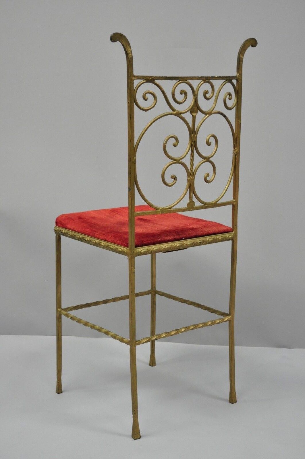 Antique Italian or Spanish Hollywood Regency Gold Iron Gothic Small Side Chair