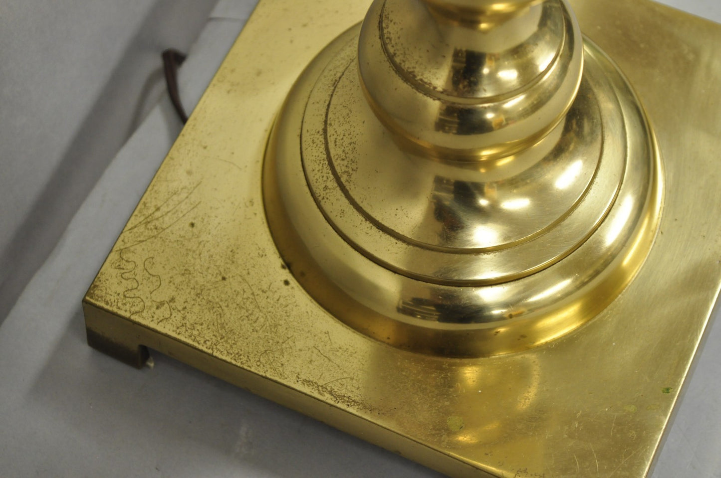 Vintage Hollywood Regency Gold Brass Tall Candlestick Table Lamp Made In Japan