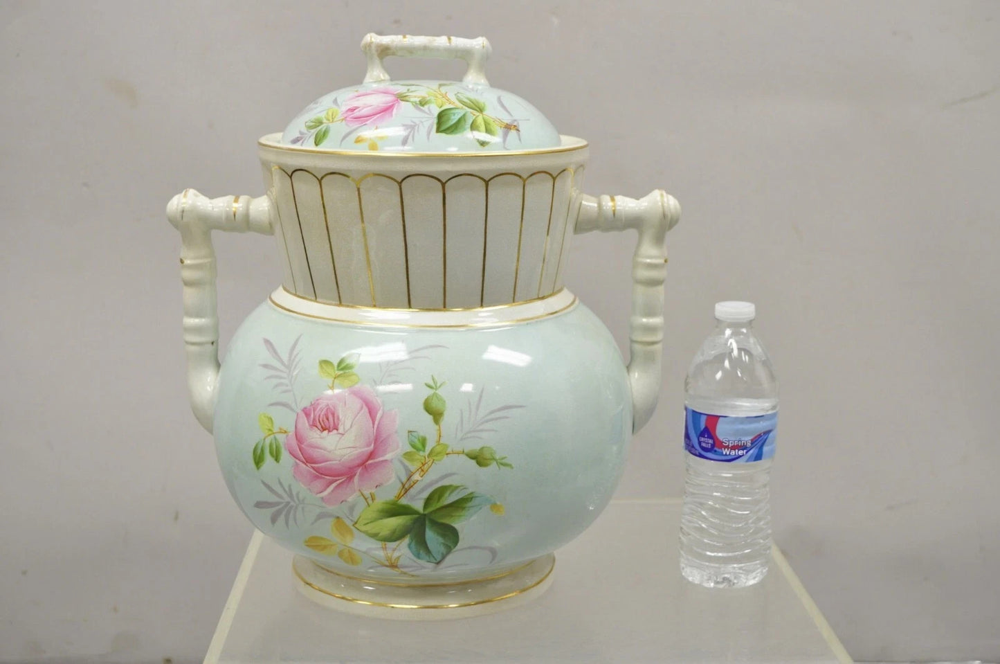 Antique Ironstone China Coxon & Co Green Porcelain Wash Bowl Basin & Pitcher