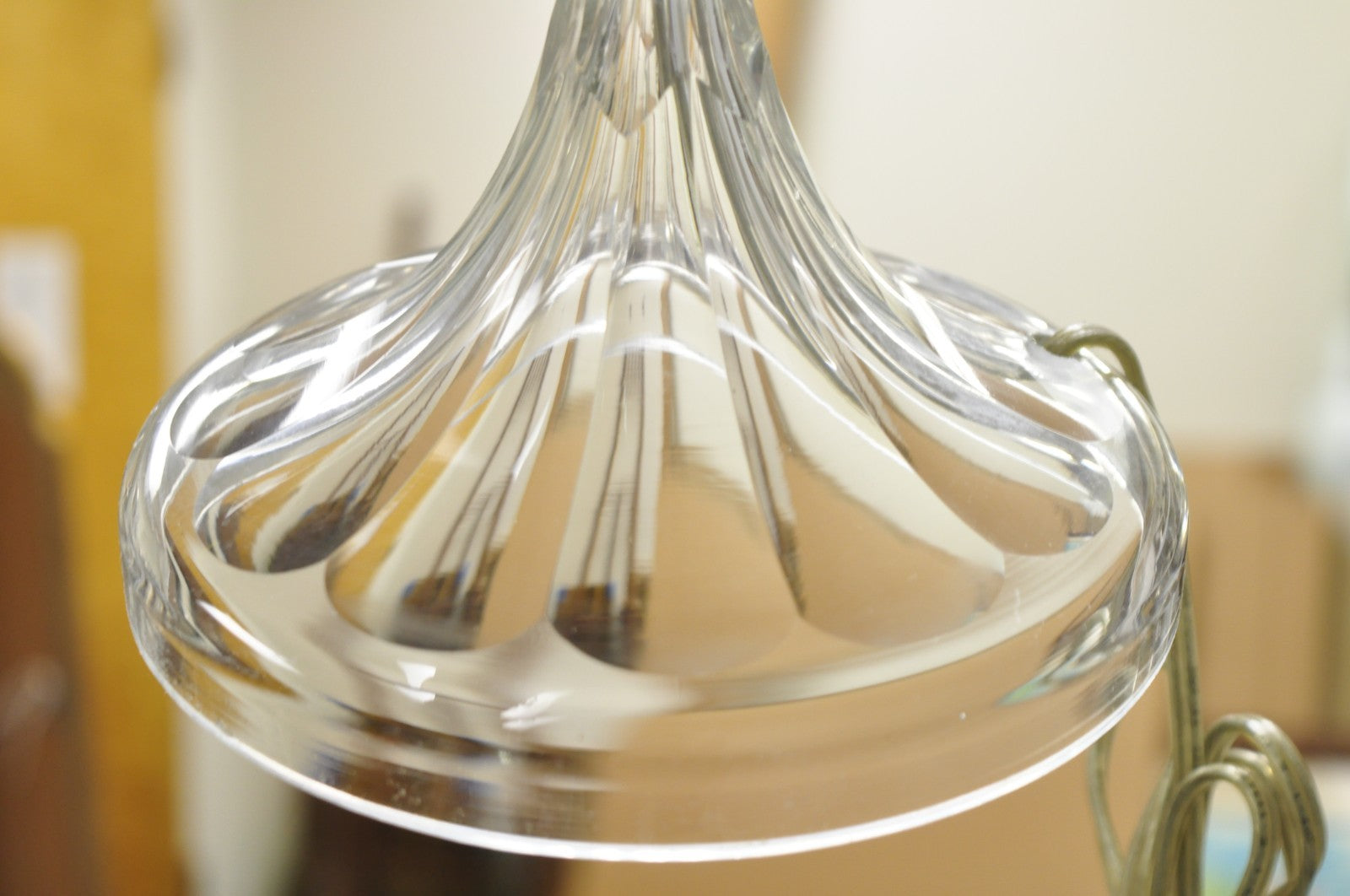 Antique Art Deco Diamond Cut Glass Column Small Petite Boudoir Table Lamps Pair