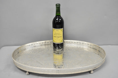 Vintage Viners of Sheffield Edwardian Silver Plated Raised Gallery Oval Tray