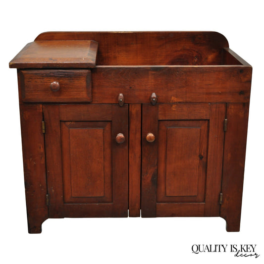 Antique Salesman Sample Primitive Miniature Pine Wood Small Dry Sink Washstand
