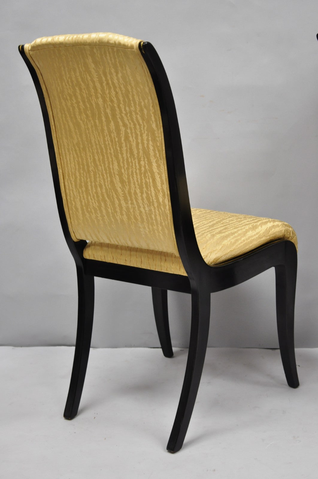 Vintage Regency Style Black Lacquer Klismos Saber Leg Dining Side Chairs - Pair